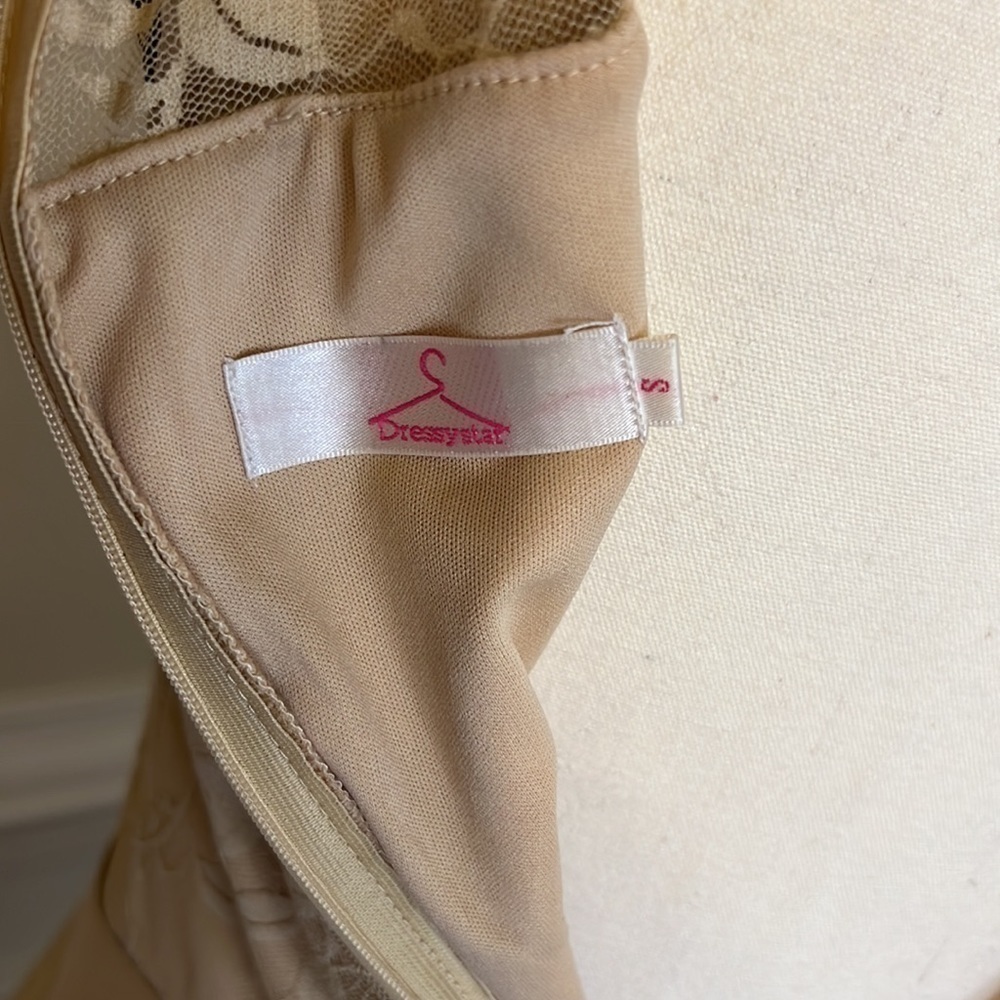 Dressy Star Sleeveless Lace Floral Print A Line Dress Tan Size Small - Picture 10 of 15